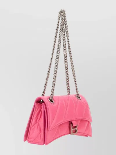 Balenciaga Small Crush Quilted Chain Shoulder Bag In Pink