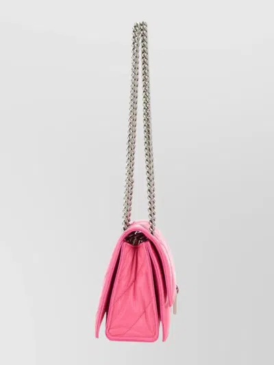Balenciaga Small Crush Quilted Chain Shoulder Bag In Pink