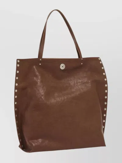 Zanellato Studded Leather Shoulder Bag With Dual Handles In Brown