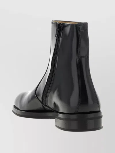 Lemaire Round Toe Leather Ankle Footwear In Black