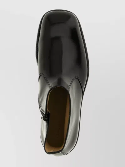 Lemaire Round Toe Leather Ankle Footwear In Black