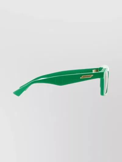 Bottega Veneta Square Sunglasses With Rectangular Frame And Gold Detail In Green