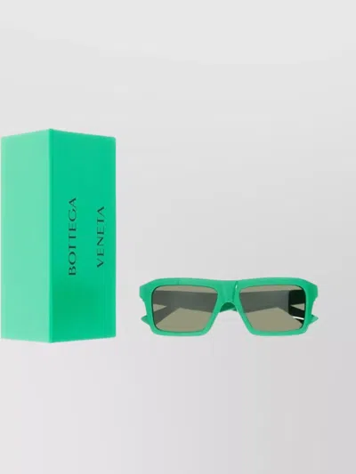 Bottega Veneta Square Sunglasses With Rectangular Frame And Gold Detail In Green