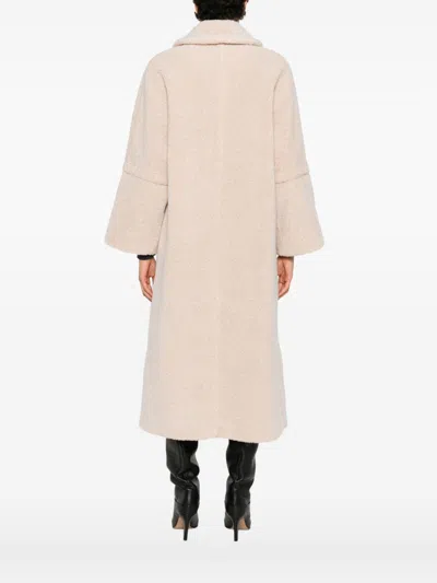 Herno Double-breasted Long Coat In Neutral