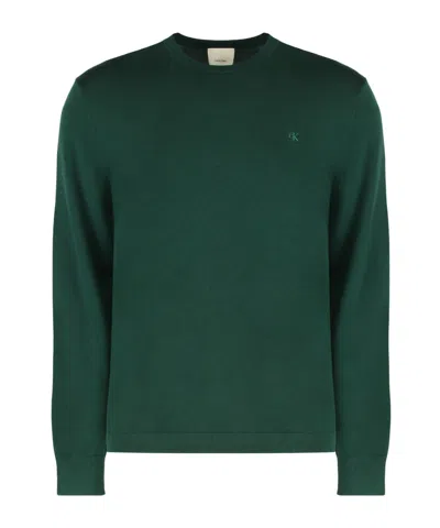 Calvin Klein Sweater With Round Neck In Wool In Gray