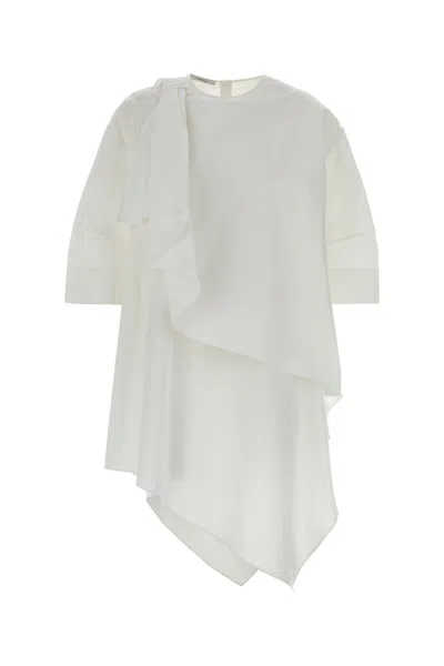 Givenchy Asymmetric Mini Dress Draped Detail In White