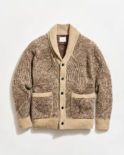 Billy Reid Flow Merino Wool Blend Jacquard Cardigan In Brown