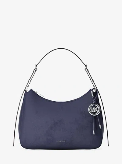 Michael Kors Nolita Medium Nubuck Shoulder Bag In Blue