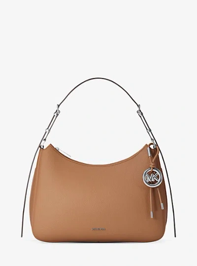 Michael Kors Nolita Medium Shoulder Bag In Hammered Leather In Neutral
