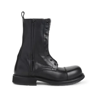 Balenciaga Rugged Leather Ankle Boots With Chunky Sole In Black