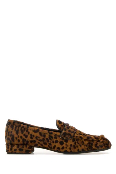 Prada Leopard Print Slip On Loafers In Animal Print