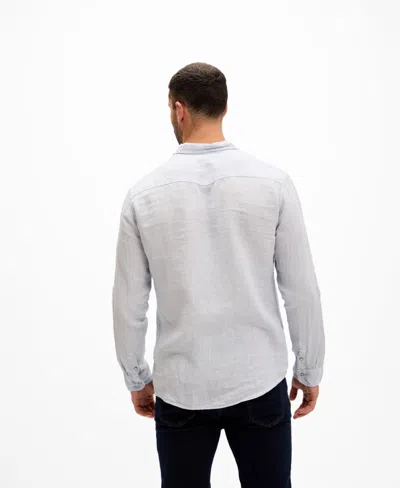 Ron Tomson Men's Fitted Snap Western Linen Shirt In Blue