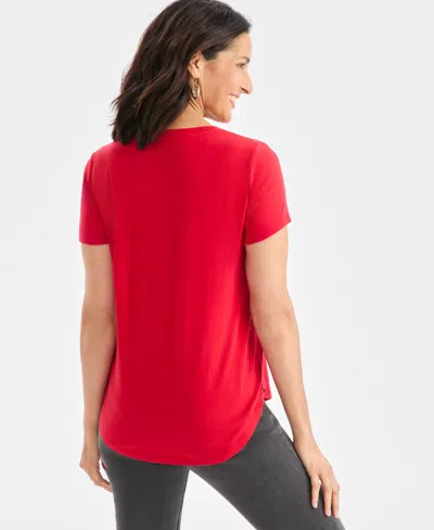 Style & Co Women's Joyful Graphic T-shirt, Macy's Exclusive In Red