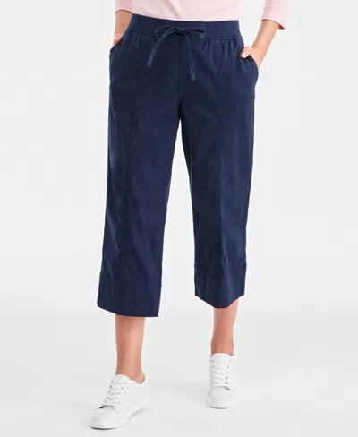 Style & Co Women's Seamed Drawstring Capri Pants, Macy's Exclusive In Blue