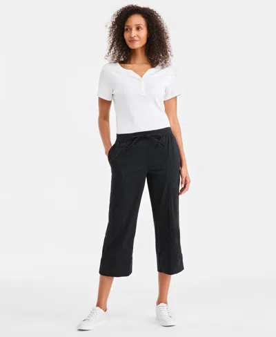Style & Co Women's Seamed Drawstring Capri Pants, Macy's Exclusive In Black