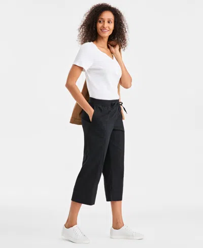 Style & Co Women's Seamed Drawstring Capri Pants, Macy's Exclusive In Black
