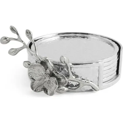 Michael Aram White Orchid Set Of 6 Coasters In Metallic