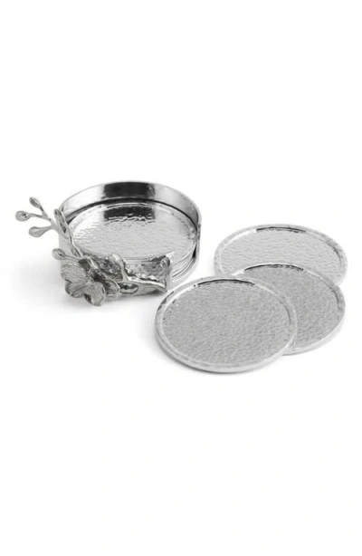Michael Aram White Orchid Set Of 6 Coasters In Metallic