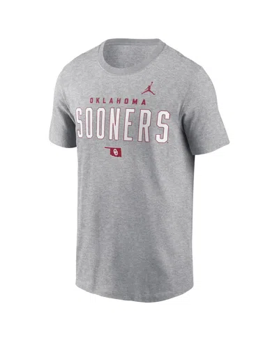 Jordan Men's Heather Gray Oklahoma Sooners Campus 2-hit Primary Mascot T-shirt In Gray