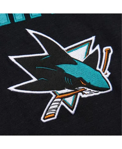 Mitchell & Ness Men's Black/teal San Jose Sharks Legendary Slub Raglan Long Sleeve T-shirt In Black