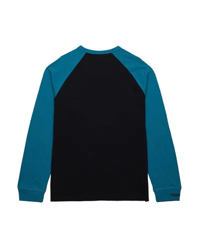 Mitchell & Ness Men's Black/teal San Jose Sharks Legendary Slub Raglan Long Sleeve T-shirt In Black