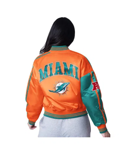 Starter Women's Orange/aqua Miami Dolphins Cropped Full-snap Jacket In Multi