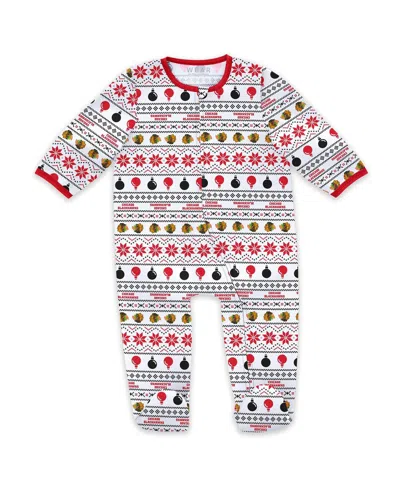 Wear By Erin Andrews Newborn 2-piece Chicago Blackhawks Allover Print Full-zip Sleeper And Bib Christmas Set In Multi