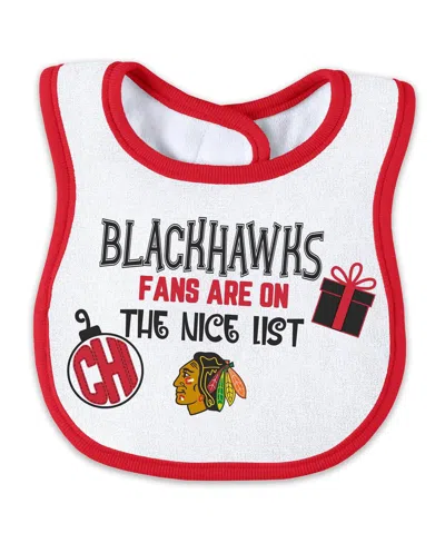 Wear By Erin Andrews Newborn 2-piece Chicago Blackhawks Allover Print Full-zip Sleeper And Bib Christmas Set In Multi