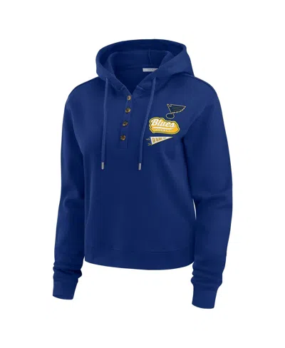 Wear By Erin Andrews Women's Blue St. Louis Blues Waffle-knit Pullover Hoodie In Blue