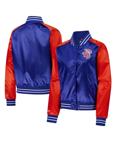 Mitchell & Ness Women's Royal Denver Broncos Team 2.0 Satin Raglan Full-snap Jacket In Blue