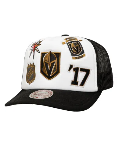 Mitchell & Ness Men's White/black Vegas Golden Knights Gridlock Trucker Adjustable Hat In Multi