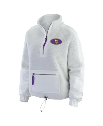 Wear By Erin Andrews Women's White Minnesota Vikings Polar Fleece Half-zip Jacket In White