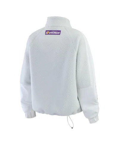 Wear By Erin Andrews Women's White Minnesota Vikings Polar Fleece Half-zip Jacket In White