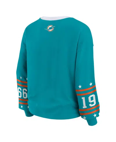 Wear By Erin Andrews Women's Aqua Miami Dolphins Sport Long-sleeve T-shirt In Blue