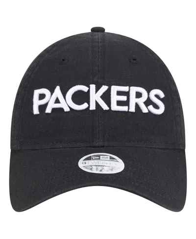 New Era Women's Black Green Bay Packers Cece 9twenty Adjustable Hat In Black