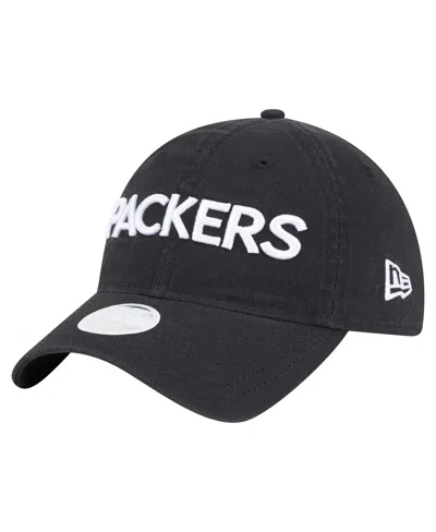 New Era Women's Black Green Bay Packers Cece 9twenty Adjustable Hat In Black