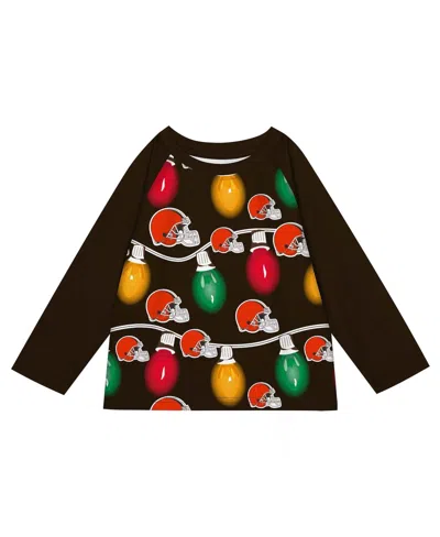 Outerstuff Toddler 2-piece Cleveland Browns Garland Holiday Long Sleeve Pajama Set In Multi
