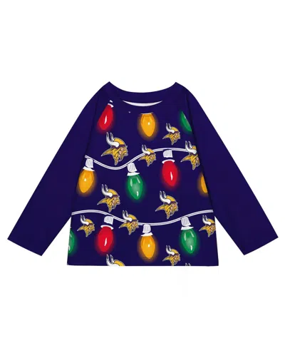 Outerstuff Toddler 2-piece Minnesota Vikings Garland Holiday Long Sleeve Pajama Set In Multi