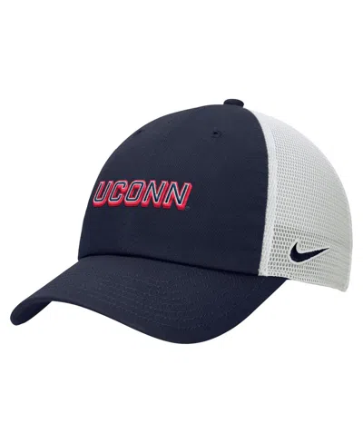 Nike Men's Navy Uconn Huskies On-field Club Adjustable Trucker Hat In Blue