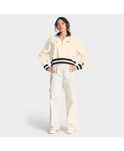 Jordan Women's Tan/black Oklahoma Sooners Legacy Half-zip Sweatshirt In Animal Print