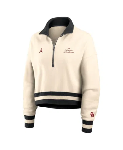 Jordan Women's Tan/black Oklahoma Sooners Legacy Half-zip Sweatshirt In Animal Print