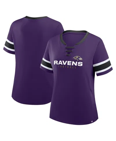 Fanatics Women's Purple Baltimore Ravens Redzone Draw Play Athena Lace-up T-shirt In Animal Print