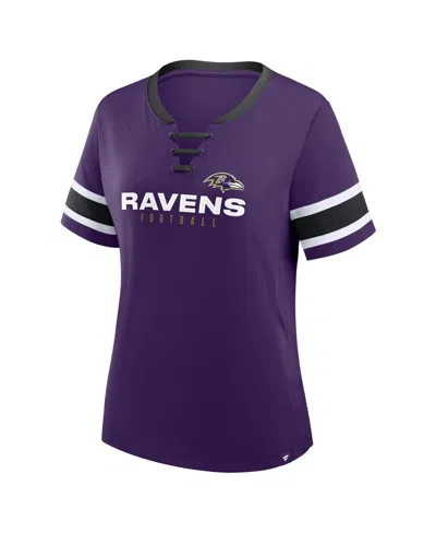 Fanatics Women's Purple Baltimore Ravens Redzone Draw Play Athena Lace-up T-shirt In Animal Print