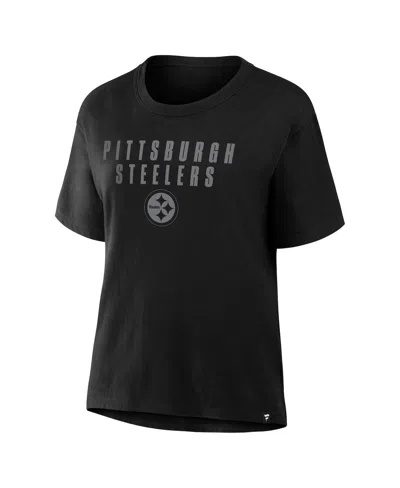 Fanatics Women's Black Pittsburgh Steelers Blackout Kneel Down Legacy T-shirt In Black