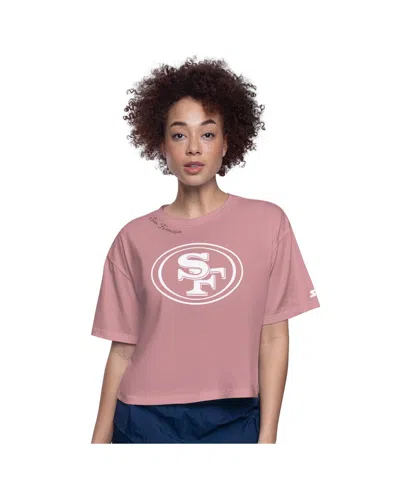 Starter Women's Pink San Francisco 49ers Play The Ball Boxy Cropped T-shirt In Pink