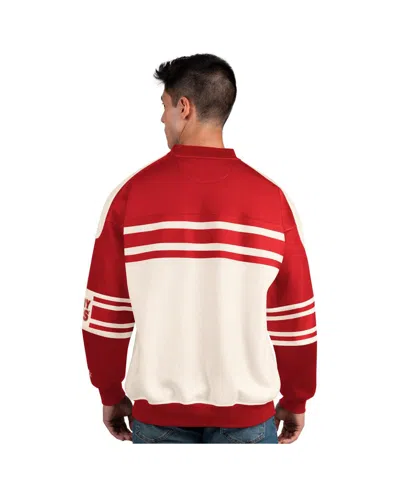 Starter Men'sâ Cream/red Calgary Flames Defense Fleece Crewneck Pullover Sweatshirt In Multi