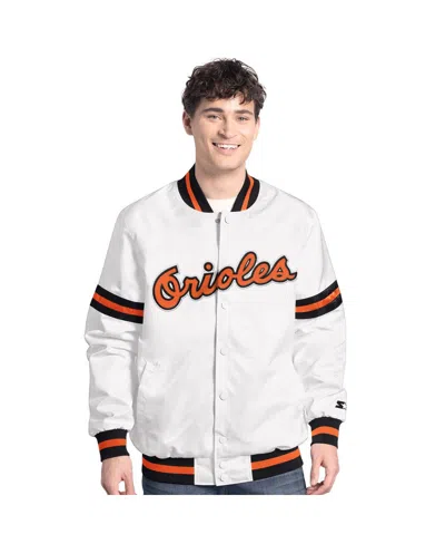 Starter Men'sâ White Baltimore Orioles Cooperstown Scout Full-snap Varsity Jacket In White