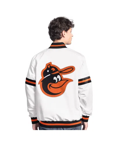 Starter Men'sâ White Baltimore Orioles Cooperstown Scout Full-snap Varsity Jacket In White