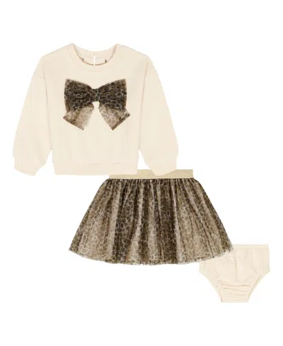 Kids Headquarters Baby Girl 3-piece Long-sleeve Top, Skirt And Bloomer Set In Multi