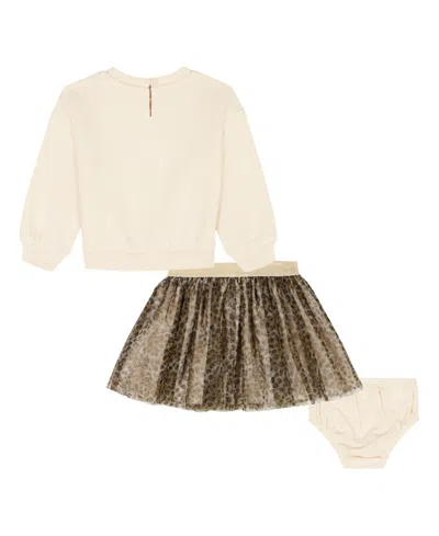 Kids Headquarters Baby Girl 3-piece Long-sleeve Top, Skirt And Bloomer Set In Multi